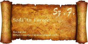 Szőts Ferenc névjegykártya